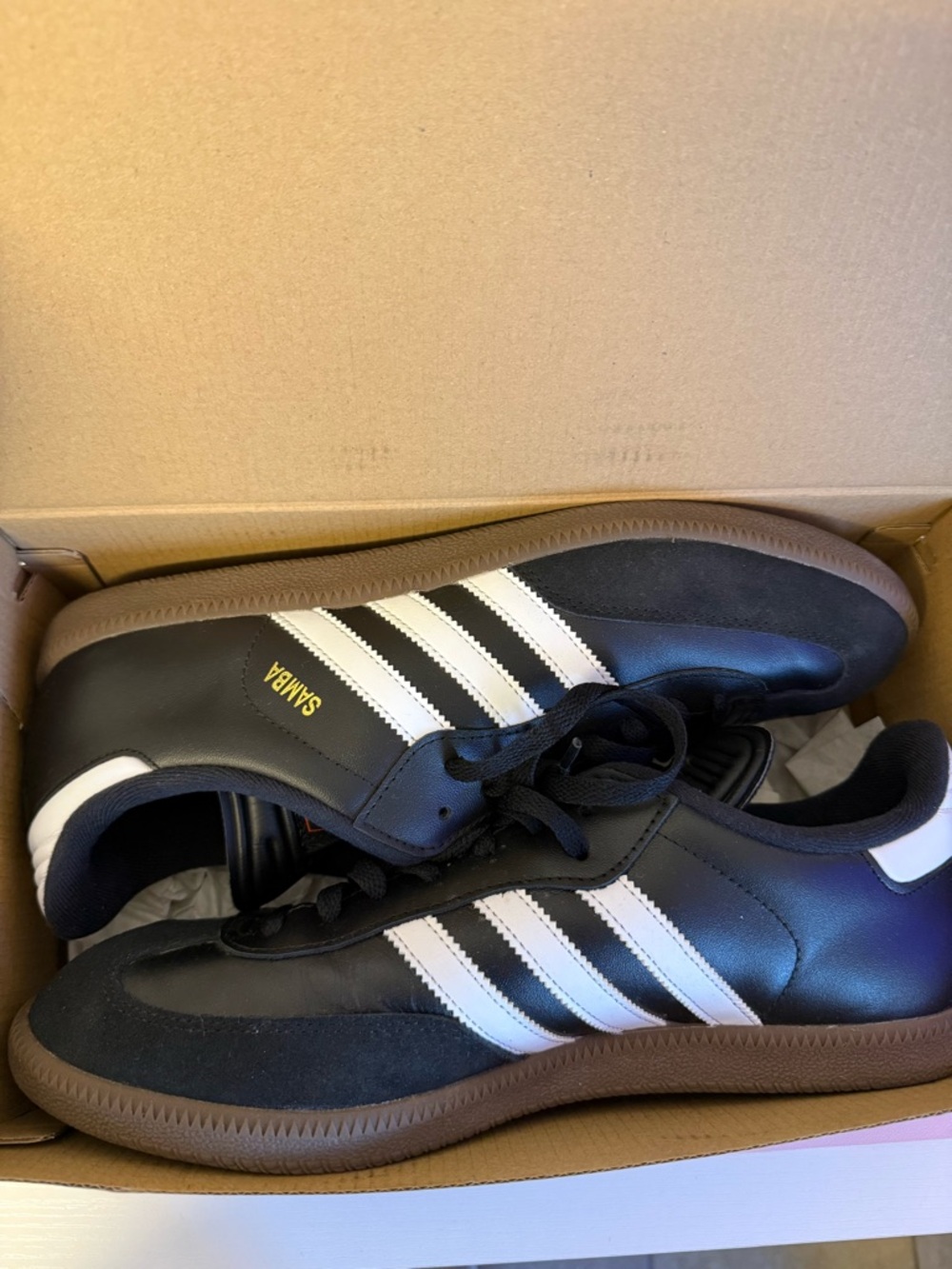 Adidas Samba Black & White with Brown Sole
